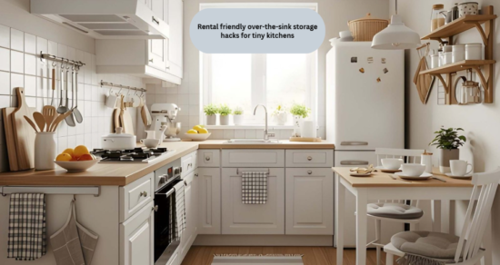 Rental friendly over-the-sink storage hacks for tiny kitchens